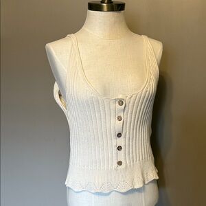 Aeropostale Cream Button-Front Knit Tank Top